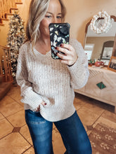 Oatmeal Confetti Cable Knit Sweater