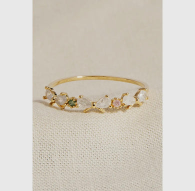 Teardrop Studded Delicate Ring - Gold