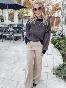 FINAL SALE Everywhere You Go Wide Leg Pant with Button Detail - Khaki