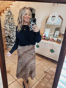 Wild Side Animal Print Midi Skirt