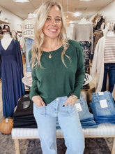 Sutton Crew Neck Pullover with Middle Seam Detail - Hunter Green