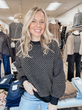 Astoria Mini Jacquard Crew Neck Knit Sweater - Black