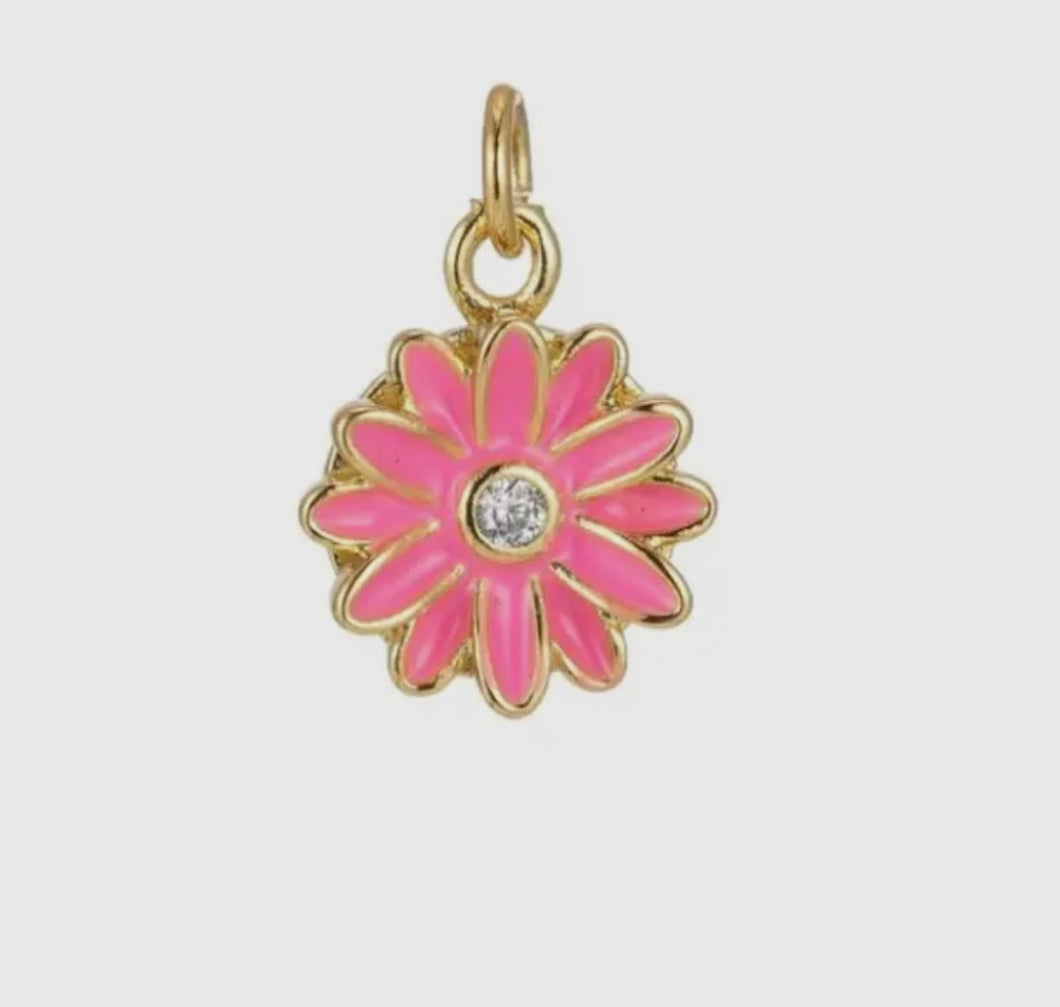 Pink Enamel Daisy Charm Bar