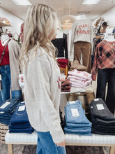 Very Merry Knit Sweater with Candy Cane Embroidery Detail - Taupe