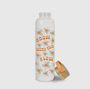 Grow With The Flow Glass Water Bottle with Bamboo Lid