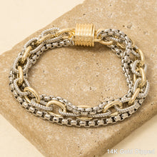 Assorted Chains Magnetic Lock Gold Plated Bracelet MIXED METAL