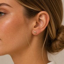 Round CZ- Champagne - Gold Earrings