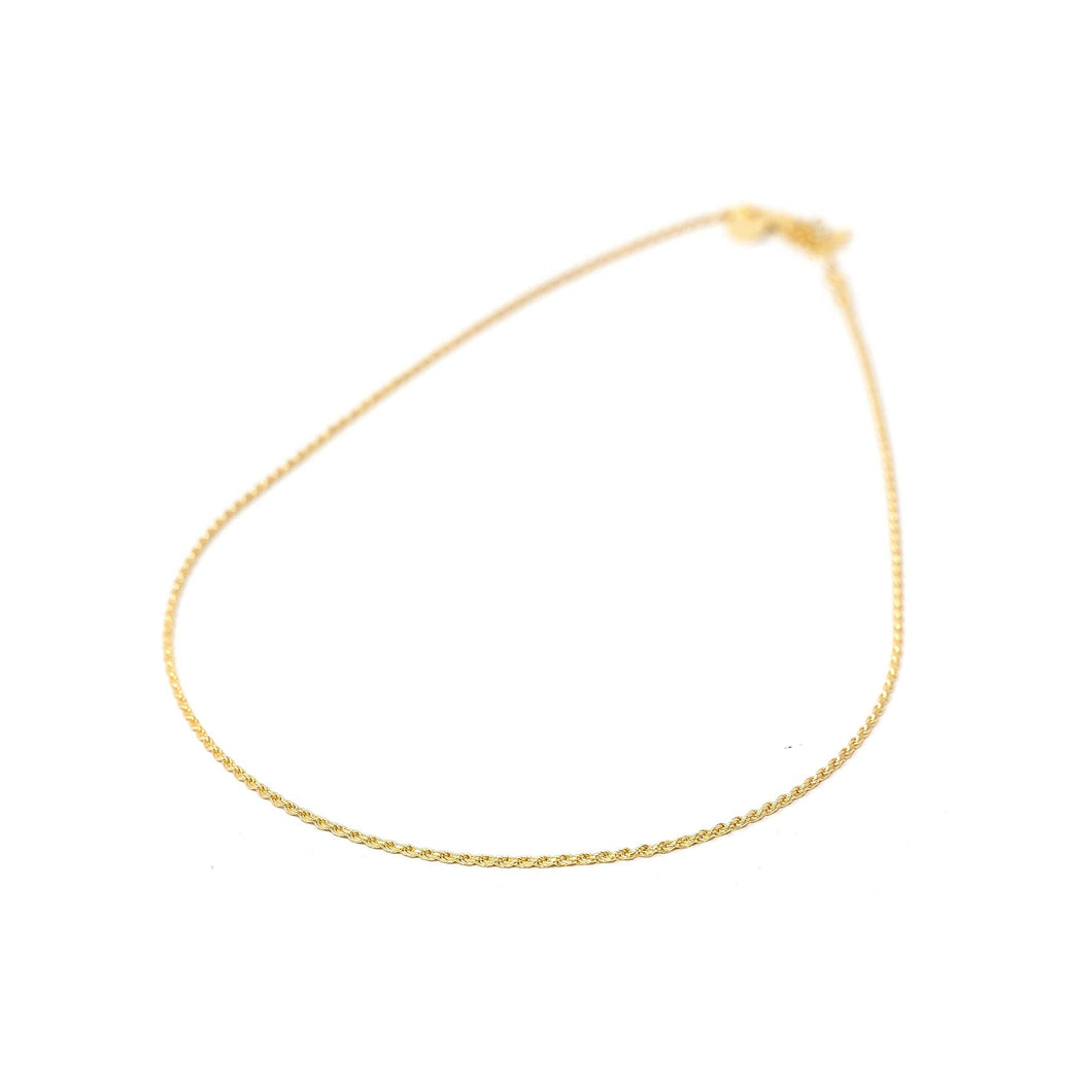 Skinny Rope Chain Necklace | Threader Charm Bar Necklace : Gold / 16 Inches