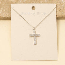 Sterling Silver Cz Pave Cross Pendant Necklace - Gold