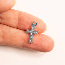 18K Gold PVD Stainless Steel Stone Cross Charm Bar - Gold