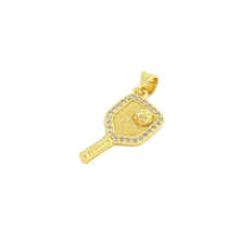 Gold CZ Pickleball Charm Bar