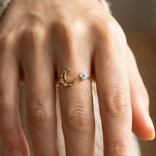 Gold Dipped Cz Moon And Star Open Band Ring - Gold