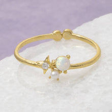 18K Gold Dipped Opal Pearl Star Cluster Ring - Gold