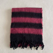 Blue-Brown Stripe Scarf - Thick Winter Wrap