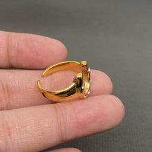 Zircon Inlaid Horseshoe 18K Gold Plated S.Steel Ring