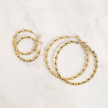 18K Gold PVD Stainless Steel Twist Hoop Earrings - Gold / 30mm