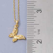 14K Gold Dipped Cz Butterfly Pendant Necklace: GD