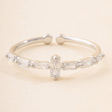 Adjustable Baguette Cz Station Band Ring: Gold