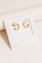 Gold Dipped Dz And Pearl Pave Hoop Earrings - Gold