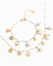 Pearl Flower Multi Charm Bracelet - Gold