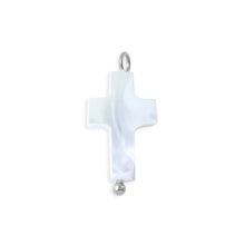 18K Gold PVD Stainless Steel Shell Cross Charm Bar Stainless - Silver