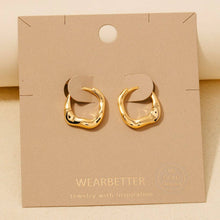 Gold Dipped Warped Hinge Hoop Earrings - Gold