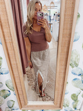 Willow Lane Lace Trim Floral Midi Skirt - Mint/Pink