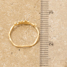 Gold Dipped Cz Wavy Flower Studded Ring - Gold