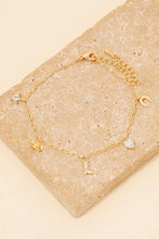 Cz Studded Mini Western Charms Chain Bracelet - Gold