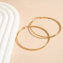 18K Gold PVD Stainless Steel Round Tube Hoop Earrings - Stainless / 25mm
