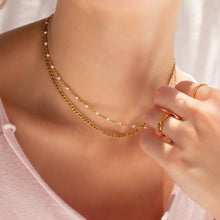 18K Gold PVD Stainless Steel White Confetti Chain Necklace: Gold / 18+2"