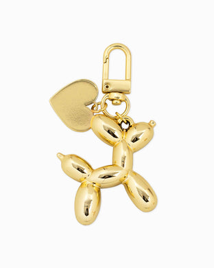 Balloon Dog Heart Bag Charm Keychain - Gold