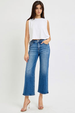 Allie Mid Rise Crop Wide Leg Jean Tummy Control - Medium