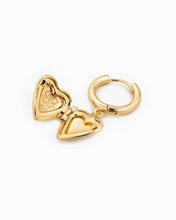 Intricate Western Detail Heart Locket Drop Earrings - Gold