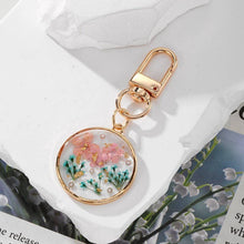 BAG CHARM Key Chain PRESSED DRIED FLOWER HEART ROUND | 40KC163: HEART PINK