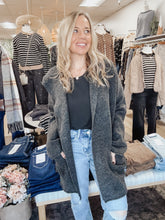 Thatcher Knit Sweater Cardigan Coat with a Hoodie - Charcoal