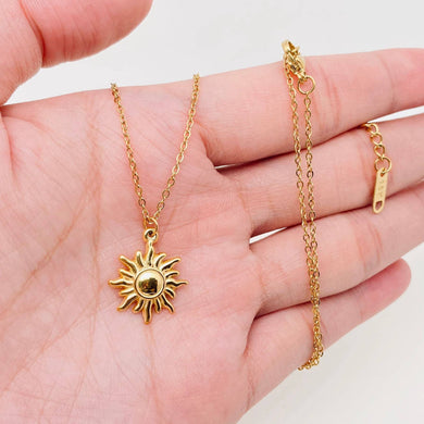 18K Gold Plated Stainless Steel Sun Necklace