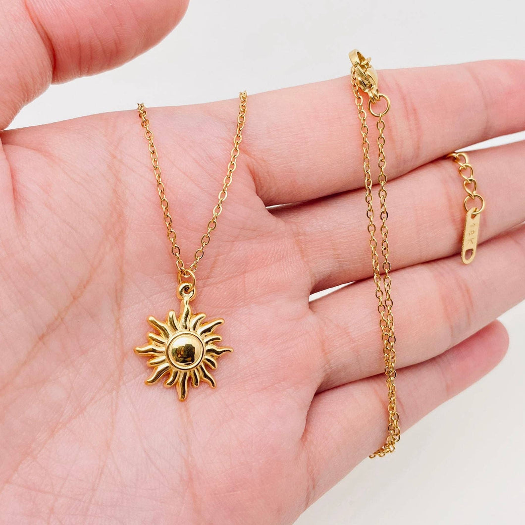 18K Gold Plated Stainless Steel Sun Necklace