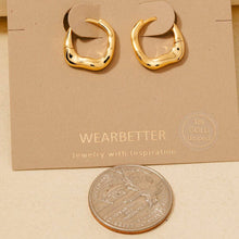 Gold Dipped Warped Hinge Hoop Earrings - Gold