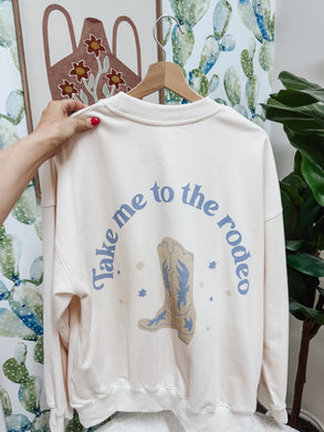 Take Me to the Rodeo Oversized Crew Sweatshirt - Cream