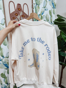 Take Me to the Rodeo Oversized Crew Sweatshirt - Cream