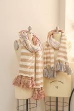 Boho Speckle Stripe Tassel Scarf - Rose