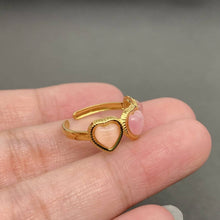 Pink Heart Cat's Eye Stone 18K Gold Plated S.Steel Ring