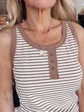 Alder Ribbed Henley Tank - Taupe
