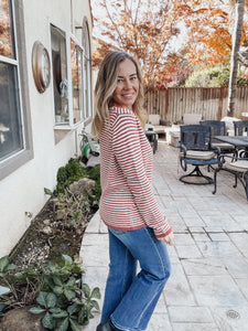 The Aubrey Stripe Knit Sweater - Rust