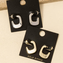 Gold Dipped Thick Squared Hoop Earrings - Gold