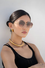 Lea Womens Round Sunglasses : Gold /Brown