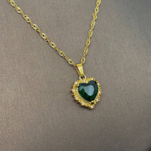 Sparkling Heart Zircon Charm 18K Gold Plated Necklace - Champagne