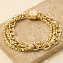 Assorted Chains Magnetic Lock Gold Plated Bracelet GOLD