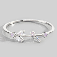 Gold Dipped Cz Delicate Leaf Ring - Gold